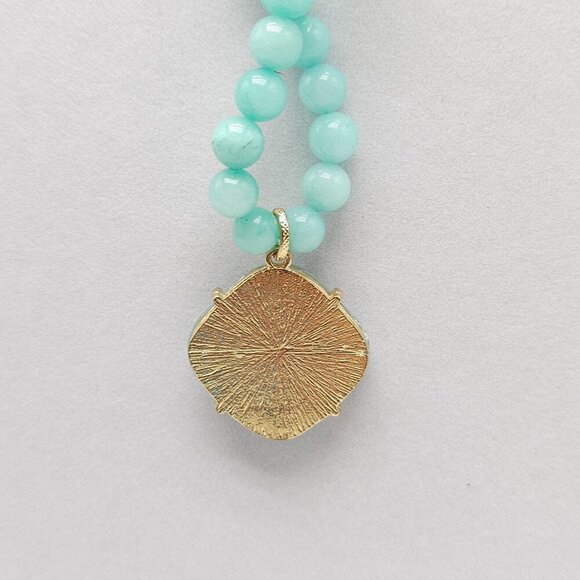 Banana Republic Green Blue Ombre Aventurine Stone Bead Necklace 21" - Picture 6 of 6